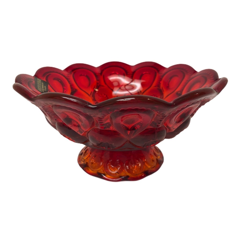 Vintage Heritage Glass Bowl Dish Smith Label Amberina Red  3 3/4" Tall " 7 1/2"W